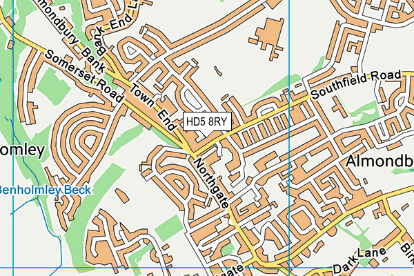 HD5 8RY map - OS VectorMap District (Ordnance Survey)