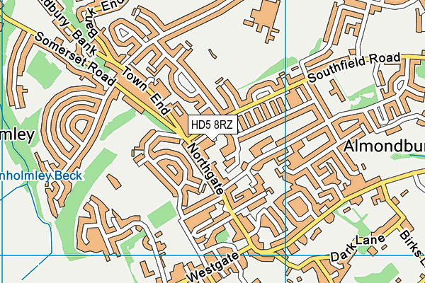 HD5 8RZ map - OS VectorMap District (Ordnance Survey)