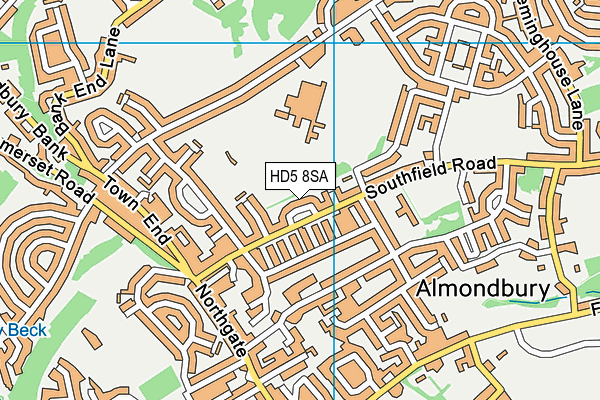 HD5 8SA map - OS VectorMap District (Ordnance Survey)