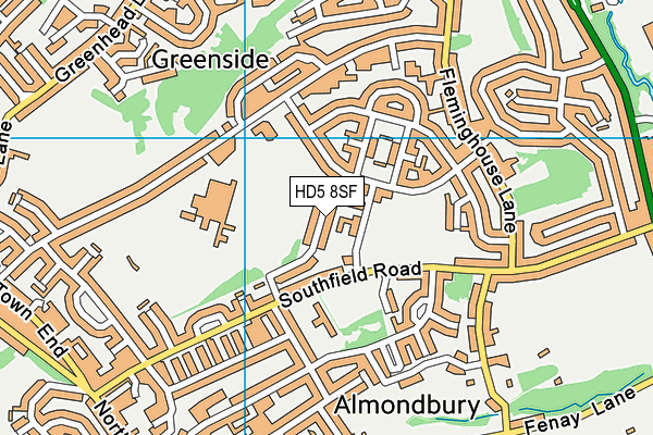 HD5 8SF map - OS VectorMap District (Ordnance Survey)