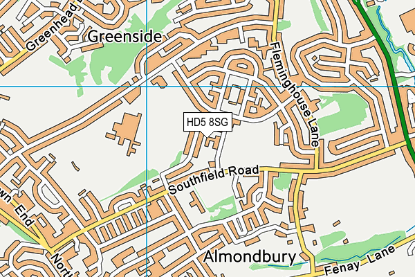 HD5 8SG map - OS VectorMap District (Ordnance Survey)