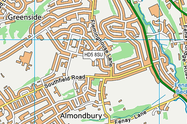 HD5 8SU map - OS VectorMap District (Ordnance Survey)