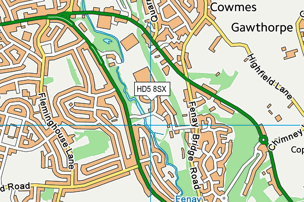 HD5 8SX map - OS VectorMap District (Ordnance Survey)