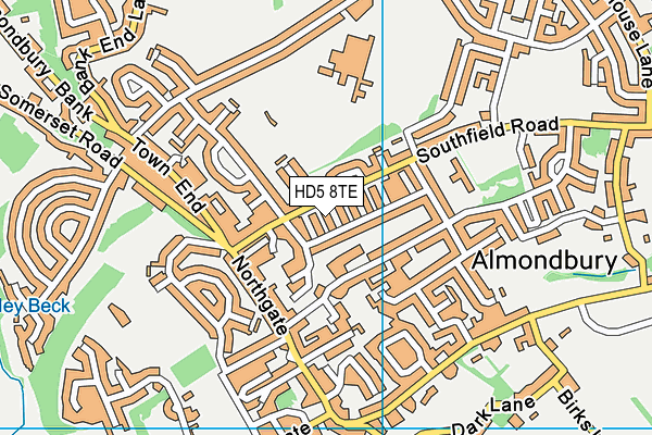 HD5 8TE map - OS VectorMap District (Ordnance Survey)