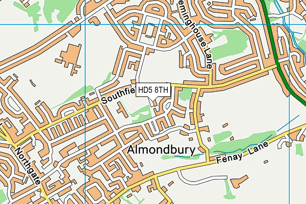 HD5 8TH map - OS VectorMap District (Ordnance Survey)