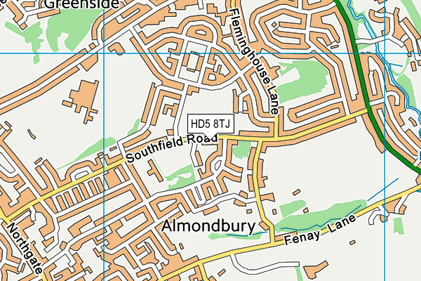 HD5 8TJ map - OS VectorMap District (Ordnance Survey)