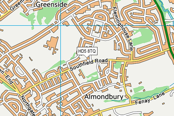 HD5 8TQ map - OS VectorMap District (Ordnance Survey)