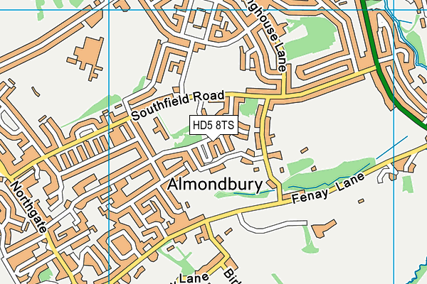 HD5 8TS map - OS VectorMap District (Ordnance Survey)