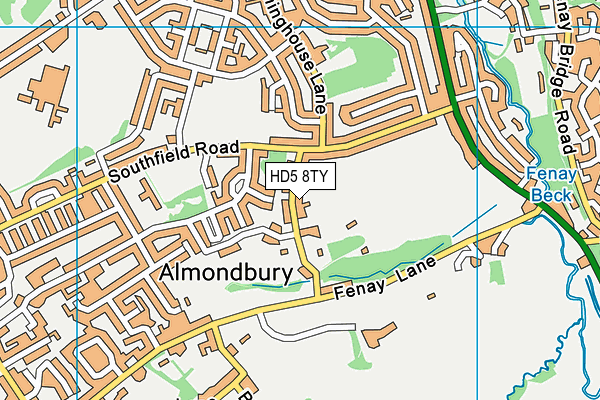 HD5 8TY map - OS VectorMap District (Ordnance Survey)