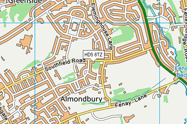 HD5 8TZ map - OS VectorMap District (Ordnance Survey)