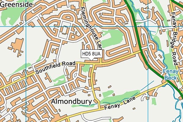 HD5 8UA map - OS VectorMap District (Ordnance Survey)