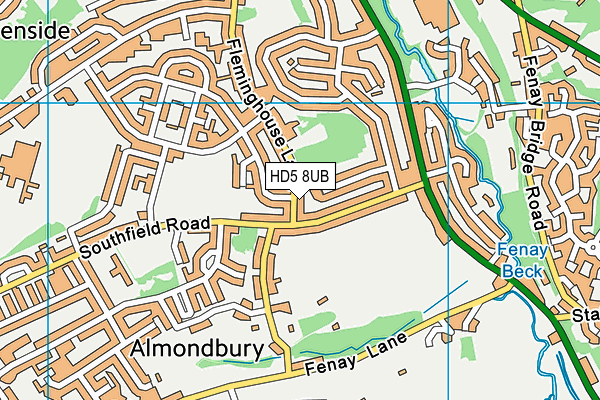 HD5 8UB map - OS VectorMap District (Ordnance Survey)