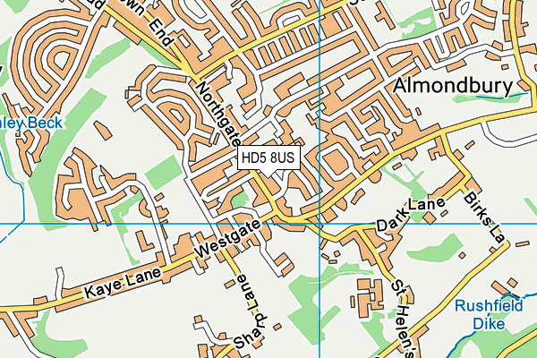 HD5 8US map - OS VectorMap District (Ordnance Survey)