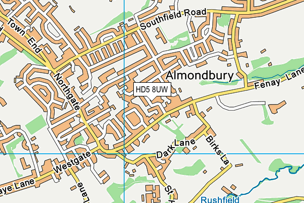 HD5 8UW map - OS VectorMap District (Ordnance Survey)