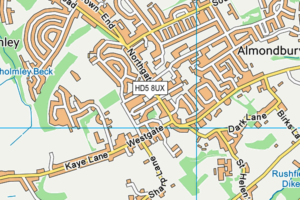 HD5 8UX map - OS VectorMap District (Ordnance Survey)