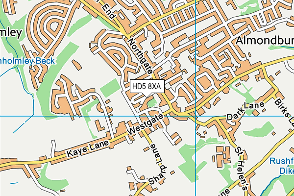 HD5 8XA map - OS VectorMap District (Ordnance Survey)