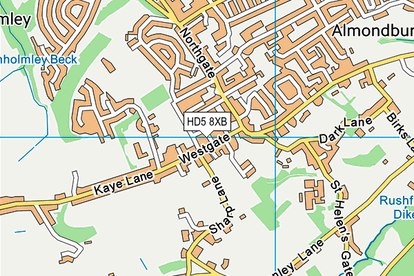 HD5 8XB map - OS VectorMap District (Ordnance Survey)