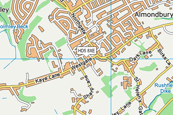 HD5 8XE map - OS VectorMap District (Ordnance Survey)