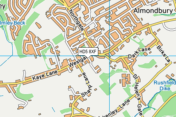 HD5 8XF map - OS VectorMap District (Ordnance Survey)