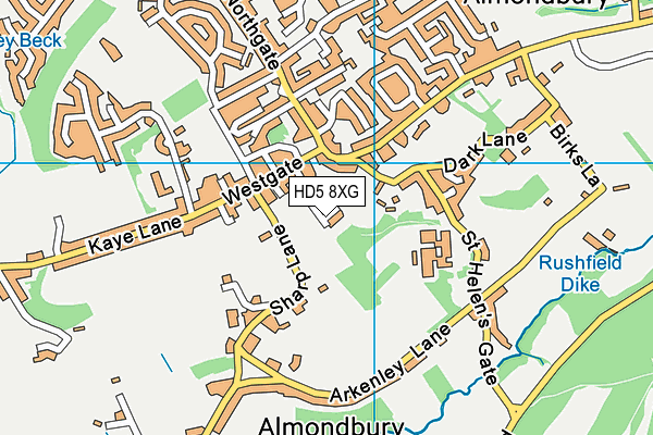 HD5 8XG map - OS VectorMap District (Ordnance Survey)