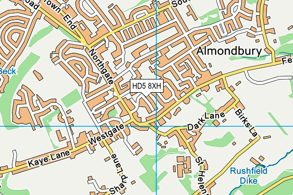 HD5 8XH map - OS VectorMap District (Ordnance Survey)
