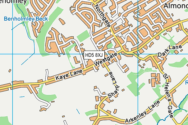 HD5 8XJ map - OS VectorMap District (Ordnance Survey)
