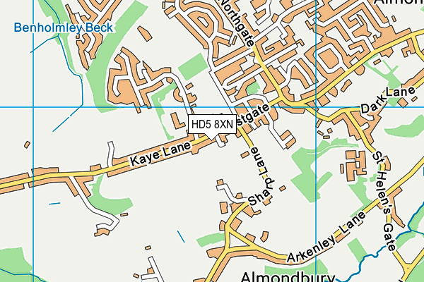 HD5 8XN map - OS VectorMap District (Ordnance Survey)