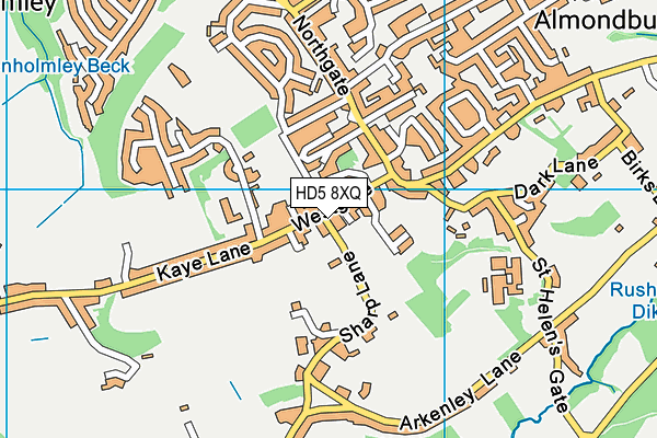 HD5 8XQ map - OS VectorMap District (Ordnance Survey)