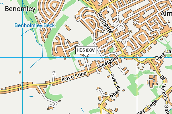 HD5 8XW map - OS VectorMap District (Ordnance Survey)