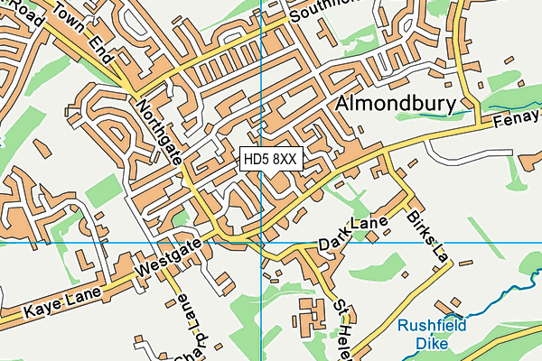 HD5 8XX map - OS VectorMap District (Ordnance Survey)