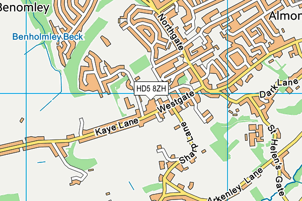 HD5 8ZH map - OS VectorMap District (Ordnance Survey)