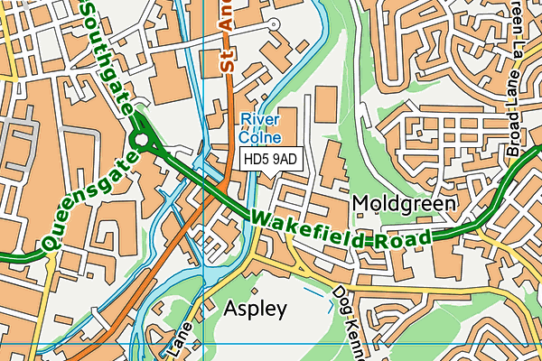 HD5 9AD map - OS VectorMap District (Ordnance Survey)