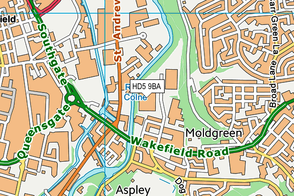 HD5 9BA map - OS VectorMap District (Ordnance Survey)