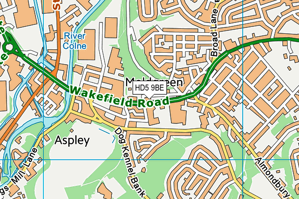 HD5 9BE map - OS VectorMap District (Ordnance Survey)