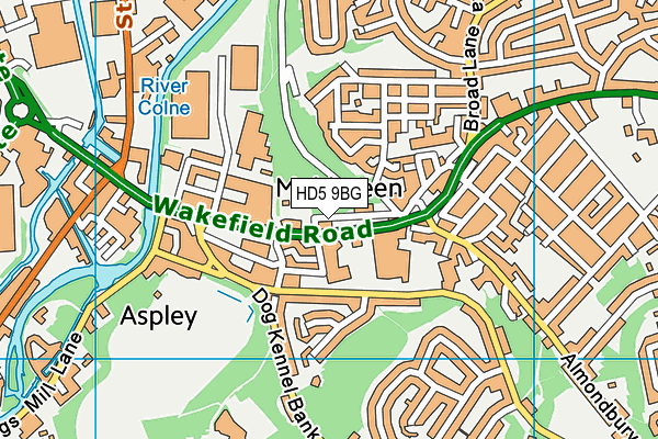 HD5 9BG map - OS VectorMap District (Ordnance Survey)