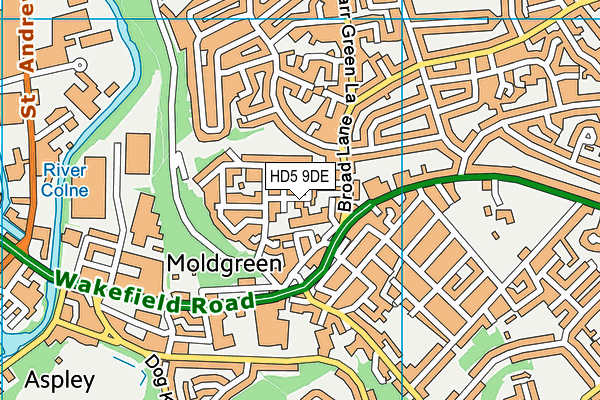 HD5 9DE map - OS VectorMap District (Ordnance Survey)