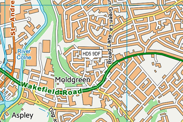 HD5 9DF map - OS VectorMap District (Ordnance Survey)