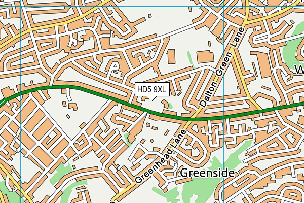 HD5 9XL map - OS VectorMap District (Ordnance Survey)