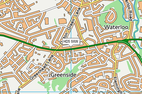 HD5 9XW map - OS VectorMap District (Ordnance Survey)