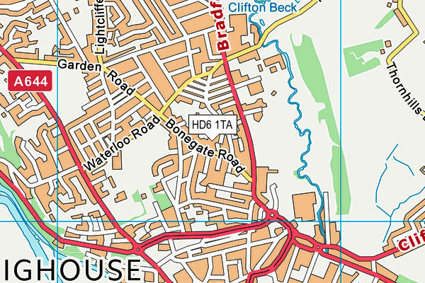 HD6 1TA map - OS VectorMap District (Ordnance Survey)