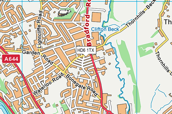 HD6 1TX map - OS VectorMap District (Ordnance Survey)