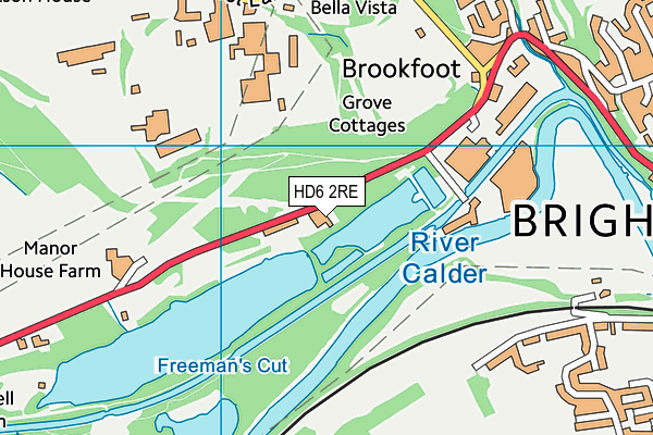 HD6 2RE map - OS VectorMap District (Ordnance Survey)