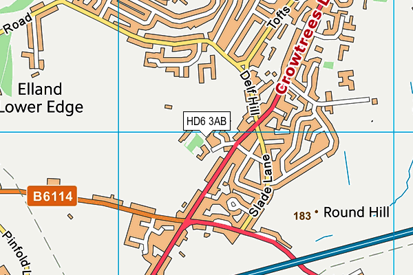 HD6 3AB map - OS VectorMap District (Ordnance Survey)