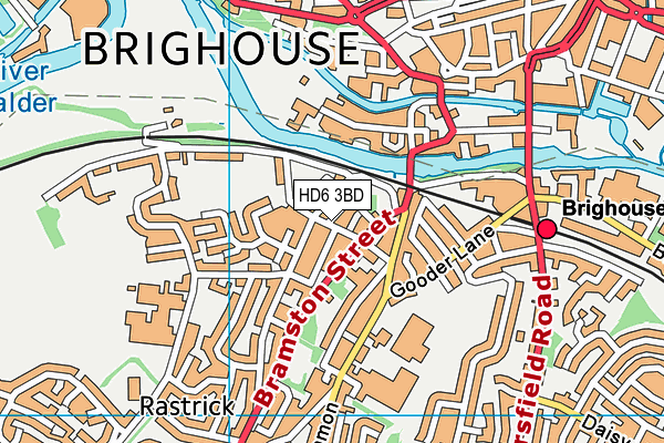 HD6 3BD map - OS VectorMap District (Ordnance Survey)