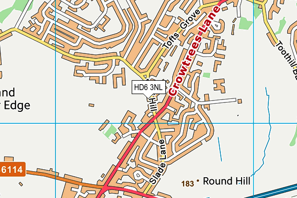 HD6 3NL map - OS VectorMap District (Ordnance Survey)