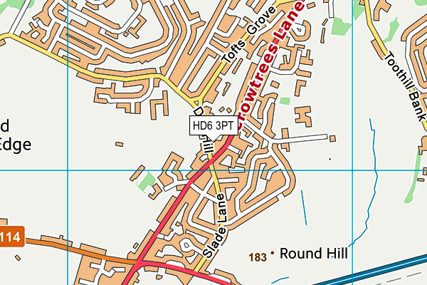 HD6 3PT map - OS VectorMap District (Ordnance Survey)