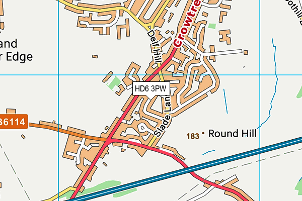 HD6 3PW map - OS VectorMap District (Ordnance Survey)