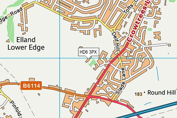 HD6 3PX map - OS VectorMap District (Ordnance Survey)