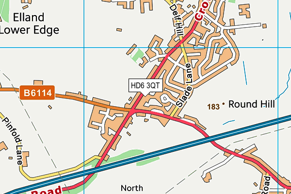 HD6 3QT map - OS VectorMap District (Ordnance Survey)