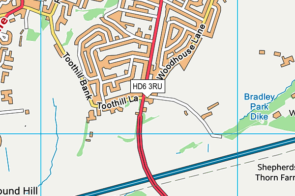 HD6 3RU map - OS VectorMap District (Ordnance Survey)